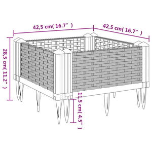 vidaXL Garden Planter with Pegs Black 42.5x42.5x28.5 cm PP