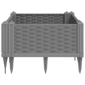 vidaXL Garden Planter with Pegs Light Grey 42.5x42.5x28.5 cm PP