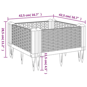 vidaXL Garden Planter with Pegs Grey 42.5x42.5x28.5 cm PP