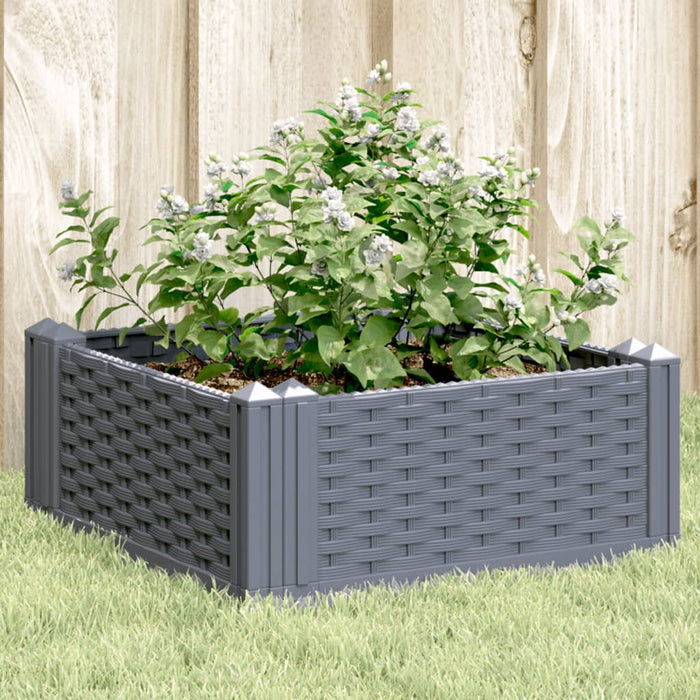 vidaXL Garden Planter with Pegs Grey 42.5x42.5x28.5 cm PP