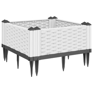 vidaXL Garden Planter with Pegs White 42.5x42.5x28.5 cm PP