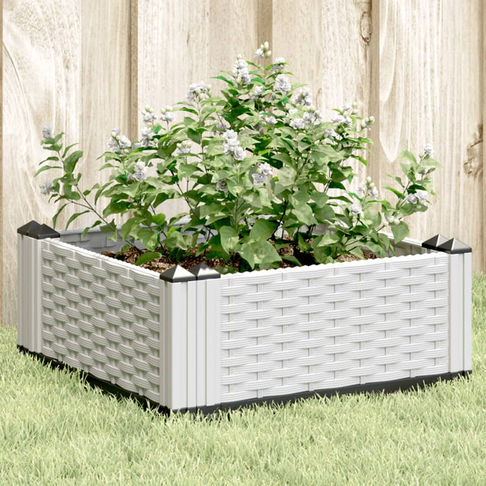 vidaXL Garden Planter with Pegs White 42.5x42.5x28.5 cm PP