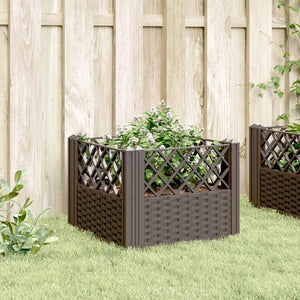 vidaXL Garden Planter with Pegs Brown 43.5x43.5x43.5 cm PP