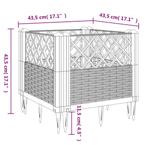 vidaXL Garden Planter with Pegs Brown 43.5x43.5x43.5 cm PP