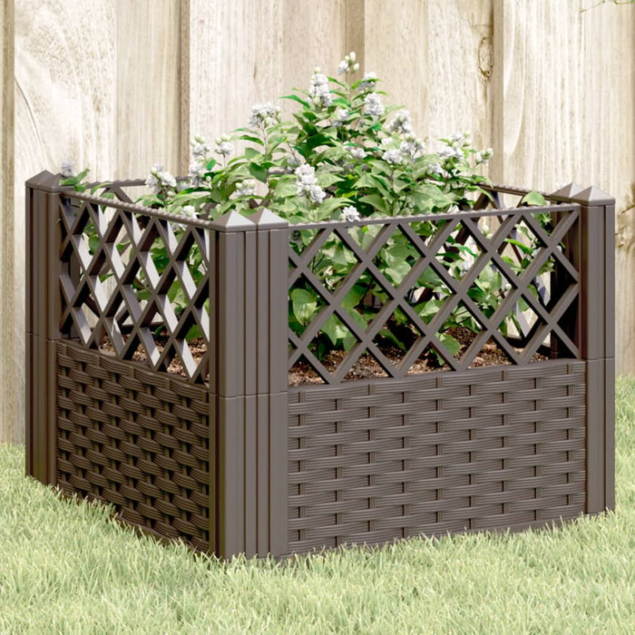 vidaXL Garden Planter with Pegs Brown 43.5x43.5x43.5 cm PP