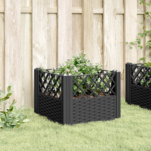 vidaXL Garden Planter with Pegs Black 43.5x43.5x43.5 cm PP