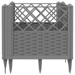 vidaXL Garden Planter with Pegs Light Grey 43.5x43.5x43.5 cm PP