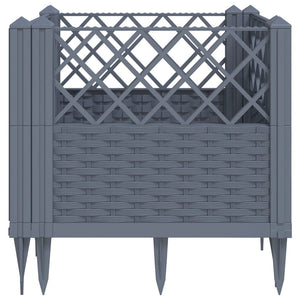 vidaXL Garden Planter with Pegs Grey 43.5x43.5x43.5 cm PP