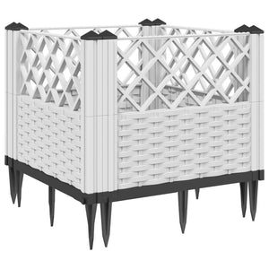 vidaXL Garden Planter with Pegs White 43.5x43.5x43.5 cm PP