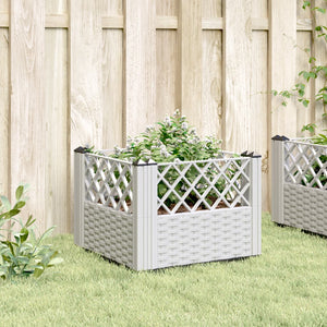 vidaXL Garden Planter with Pegs White 43.5x43.5x43.5 cm PP