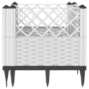 vidaXL Garden Planter with Pegs White 43.5x43.5x43.5 cm PP