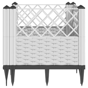 vidaXL Garden Planter with Pegs White 43.5x43.5x43.5 cm PP