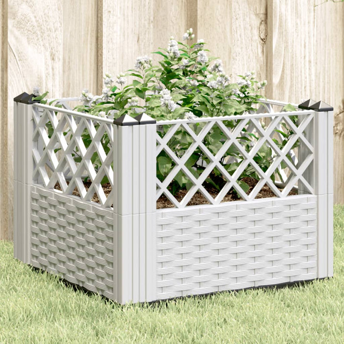 vidaXL Garden Planter with Pegs White 43.5x43.5x43.5 cm PP