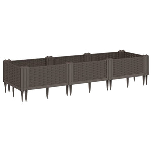 vidaXL Garden Planter with Pegs Brown 125x40x28.5 cm PP