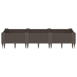 vidaXL Garden Planter with Pegs Brown 125x40x28.5 cm PP