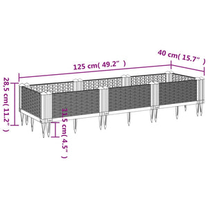 vidaXL Garden Planter with Pegs Brown 125x40x28.5 cm PP