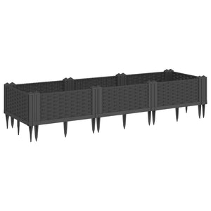 vidaXL Garden Planter with Pegs Black 125x40x28.5 cm PP