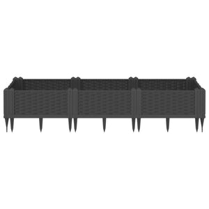 vidaXL Garden Planter with Pegs Black 125x40x28.5 cm PP