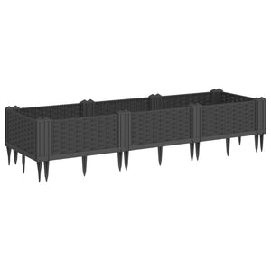 vidaXL Garden Planter with Pegs Black 125x40x28.5 cm PP