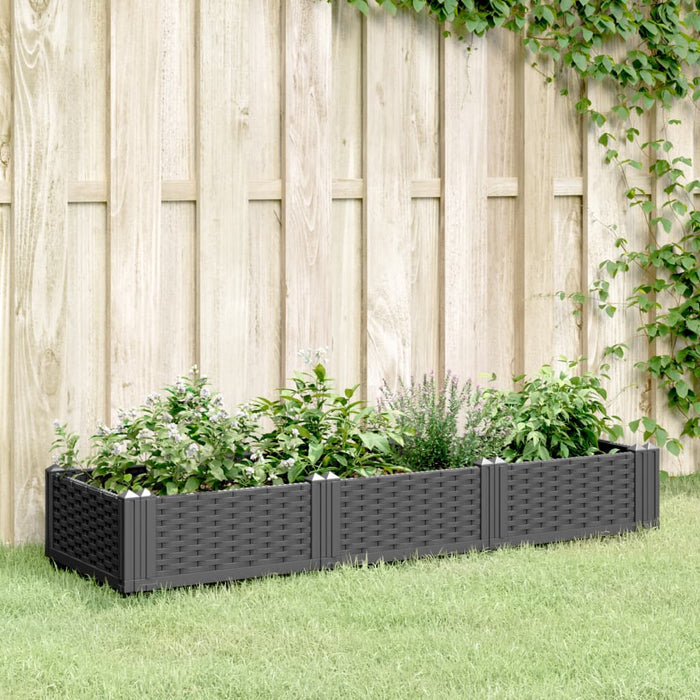 vidaXL Garden Planter with Pegs Black 125x40x28.5 cm PP