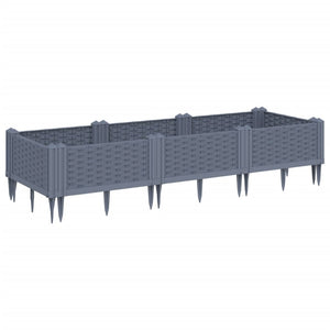 vidaXL Garden Planter with Pegs Grey 125x40x28.5 cm PP