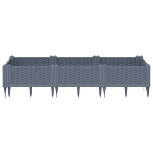 vidaXL Garden Planter with Pegs Grey 125x40x28.5 cm PP