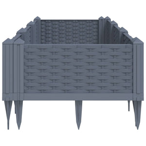 vidaXL Garden Planter with Pegs Grey 125x40x28.5 cm PP