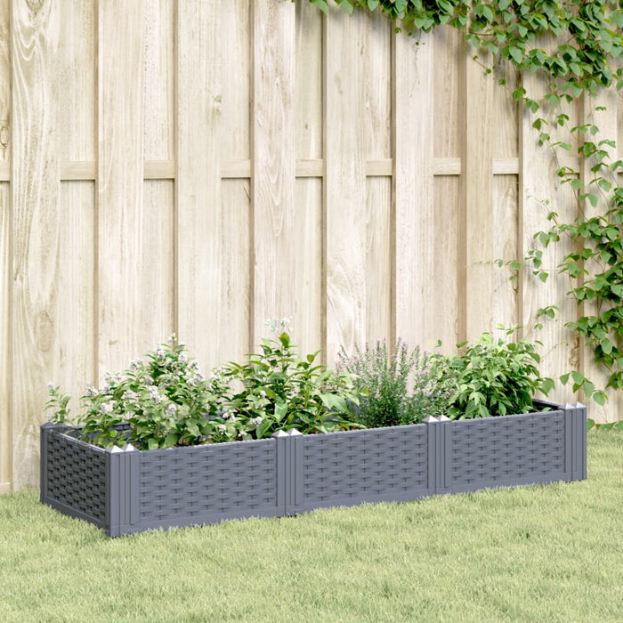 vidaXL Garden Planter with Pegs Grey 125x40x28.5 cm PP