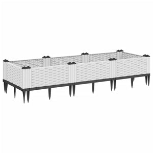 vidaXL Garden Planter with Pegs White 125x40x28.5 cm PP