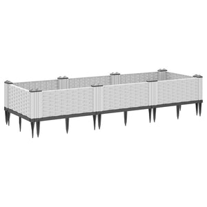 vidaXL Garden Planter with Pegs White 125x40x28.5 cm PP