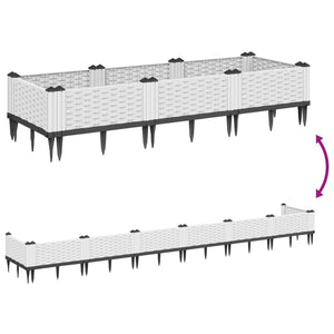 vidaXL Garden Planter with Pegs White 125x40x28.5 cm PP