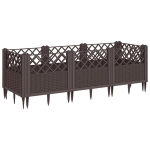 vidaXL Garden Planter with Pegs Brown 123.5x43.5x43.5 cm PP