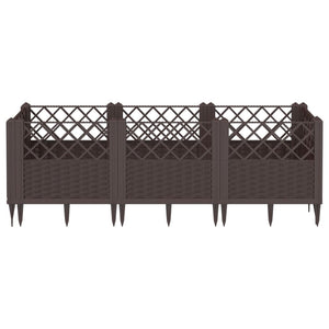 vidaXL Garden Planter with Pegs Brown 123.5x43.5x43.5 cm PP