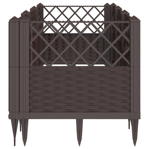 vidaXL Garden Planter with Pegs Brown 123.5x43.5x43.5 cm PP