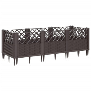 vidaXL Garden Planter with Pegs Brown 123.5x43.5x43.5 cm PP