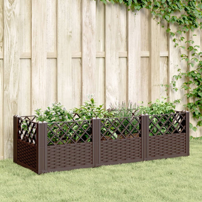 vidaXL Garden Planter with Pegs Brown 123.5x43.5x43.5 cm PP