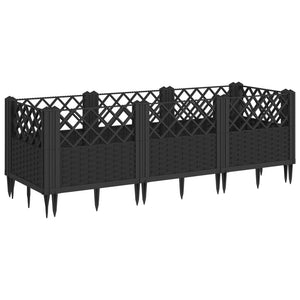 vidaXL Garden Planter with Pegs Black 123.5x43.5x43.5 cm PP