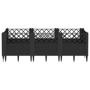 vidaXL Garden Planter with Pegs Black 123.5x43.5x43.5 cm PP