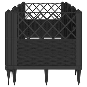 vidaXL Garden Planter with Pegs Black 123.5x43.5x43.5 cm PP