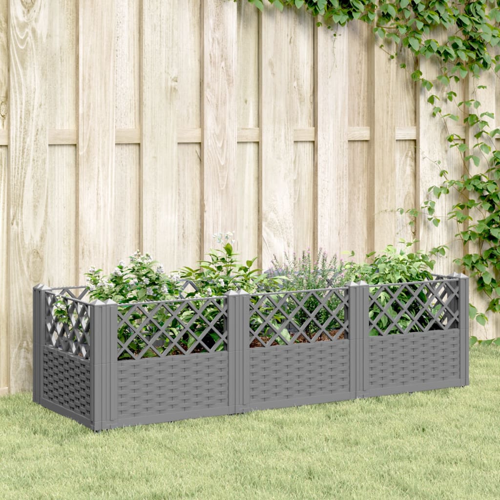 vidaXL Garden Planter with Pegs Light Grey 123.5x43.5x43.5 cm PP