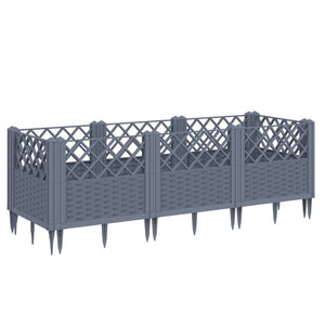 vidaXL Garden Planter with Pegs Grey 123.5x43.5x43.5 cm PP