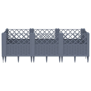 vidaXL Garden Planter with Pegs Grey 123.5x43.5x43.5 cm PP