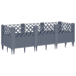 vidaXL Garden Planter with Pegs Grey 123.5x43.5x43.5 cm PP