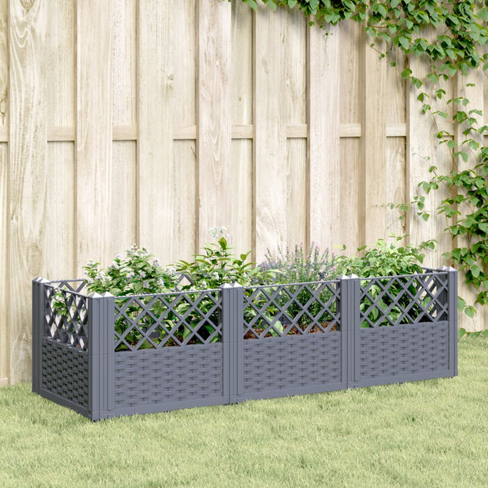 vidaXL Garden Planter with Pegs Grey 123.5x43.5x43.5 cm PP