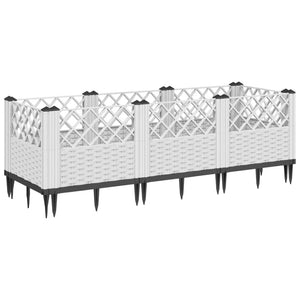 vidaXL Garden Planter with Pegs White 123.5x43.5x43.5 cm PP