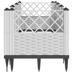 vidaXL Garden Planter with Pegs White 123.5x43.5x43.5 cm PP