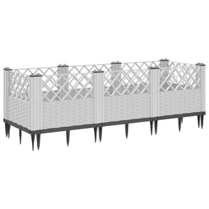 vidaXL Garden Planter with Pegs White 123.5x43.5x43.5 cm PP