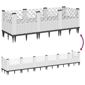 vidaXL Garden Planter with Pegs White 123.5x43.5x43.5 cm PP