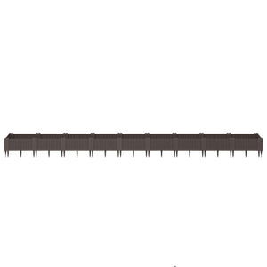 vidaXL Garden Planter with Pegs Brown 362.5x42.5x28.5 cm PP