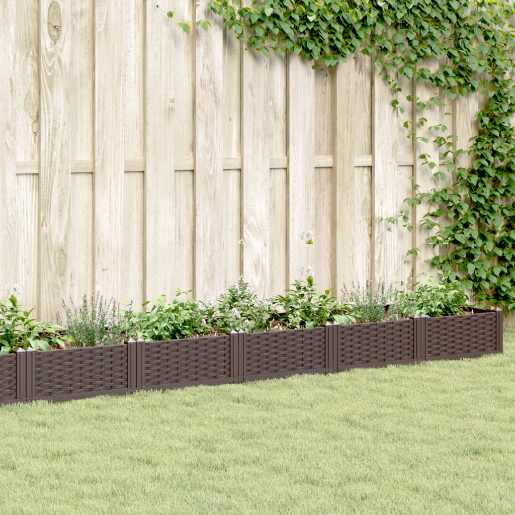 vidaXL Garden Planter with Pegs Brown 362.5x42.5x28.5 cm PP